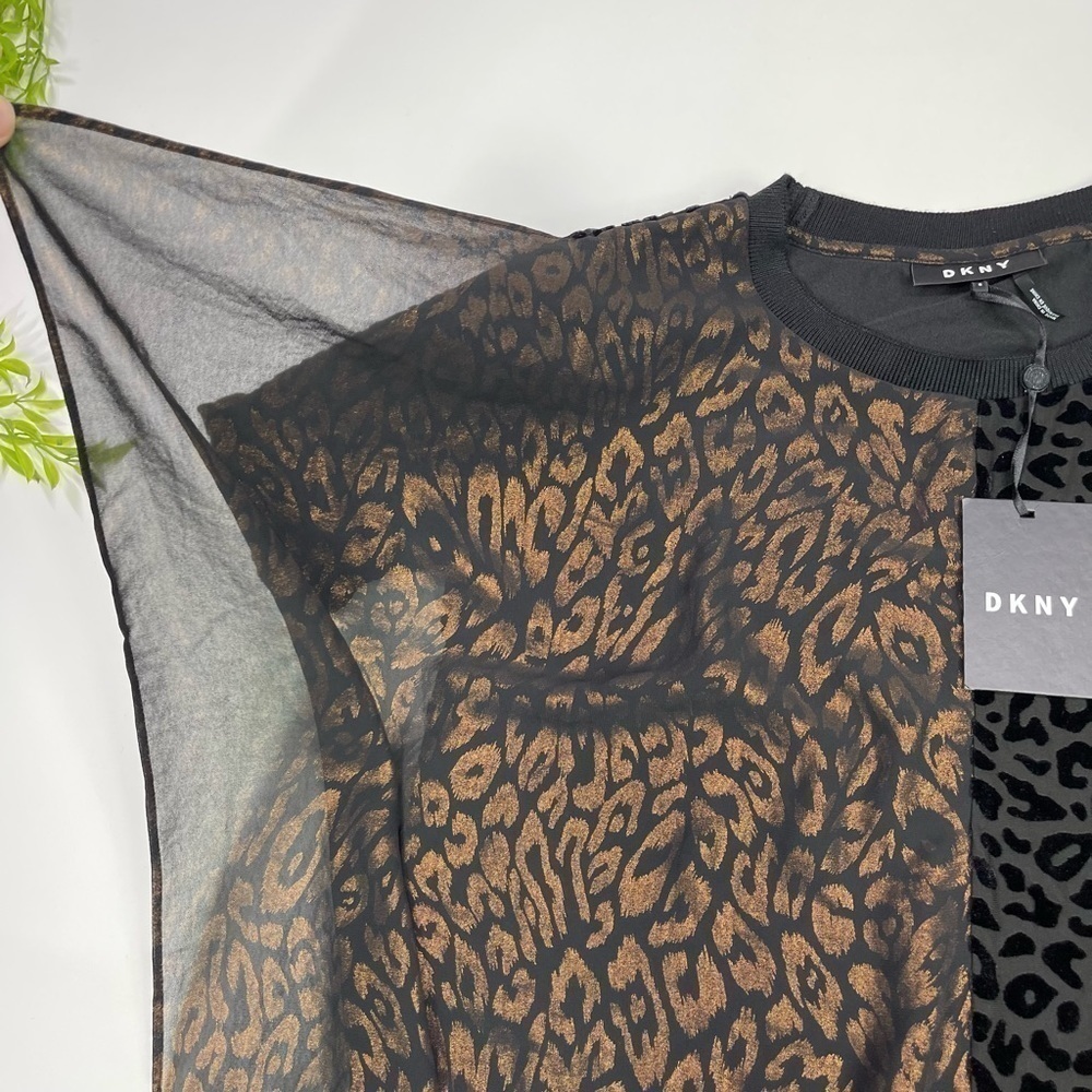 DKNY Top Blouse Size S Mixed-Print Two-Tone NWT - Picture 6 of 11